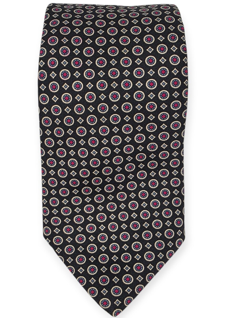 Vintage Givenchy Monsieur 100% Silk Tie Geometric Medallion Pattern EUC